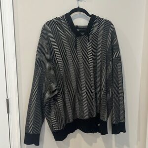 Joie Chevron Hoodie Knit Sweater Pullover Size 2X